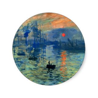 Impression Sunrise, Soleil Levant, Claude Monet Round Sticker