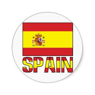 Spain Flag and Word Round Sticker