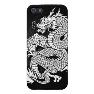 Coiled Chinese Dragon Black and White iPhone 5 Covers