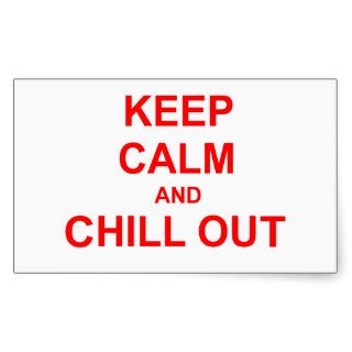 Keep Calm and Chill Out red pink gray Rectangle Sticker