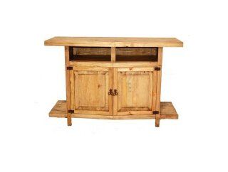 Honey Rustic TV Stand With Shelves Western Real Wood Console Flat Screen   Television Stands