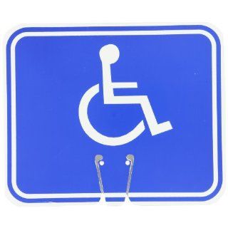 Cortina 03 550 H ABS Plastic Traffic Cone Sign, Legend "HANDICAPPED SYMBOL", 11" Width x 13" Height, White on Blue Science Lab Safety Cones
