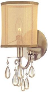 Crystorama Lighting Group 5621 AB Hampton 1 Light Candle Style Wall Sconce, Antique Brass / Etruscan Smooth Oysters    
