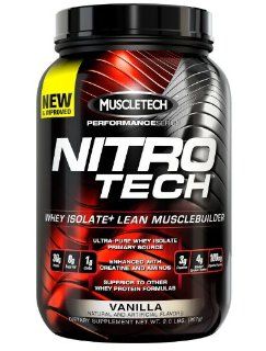 NitroTech  Whey Isolate Protein Powder,  MuscleTech Performance Series Lean Muscle Builder, Whey Protein Formula, Vanilla 2LB Health & Personal Care