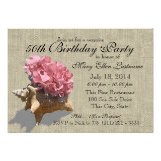 Seashell Bouquet 50th Birthday Party Personalized Invitations