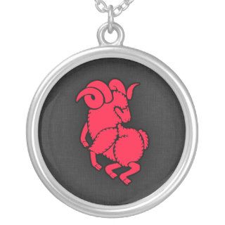 Scarlet Red Aries Ram Pendant