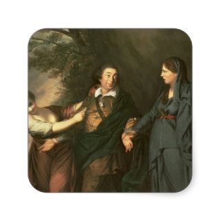 David Garrick  between the Muses of Tragedy Square Stickers