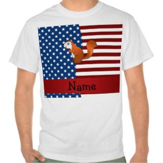 Personalized name Patriotic squirrel Tee Shirts