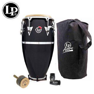 Latin Percussion LP Patato Model 12 1/2" Tumbadora Drum (LP552X 1BK)   Set Includes LP201BK P LP Rumba Shaker, LP637 Conga Feet & LP234A Afuche/Cabasa Musical Instruments