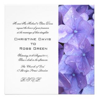 Blue hydrangea wedding invitation