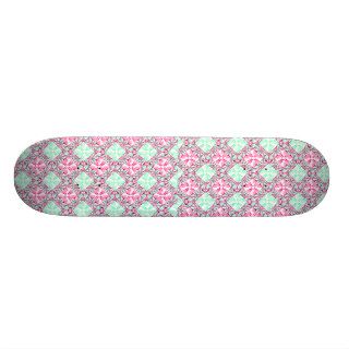 Hipster Pink & teal blue diamond pattern Skateboard Decks