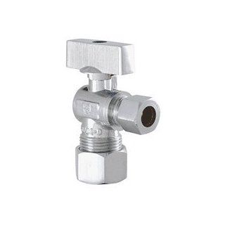LDR 537 5202QT 3/8 Inch Comp by 5/8 Inch Comp Quarter Turn Shut Off Angle Valve Low Lead, Chrome Plated   Pipe Fittings  