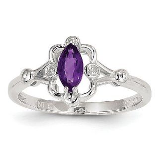14k White Gold Purple Amethyst Diamond Ring Jewelry