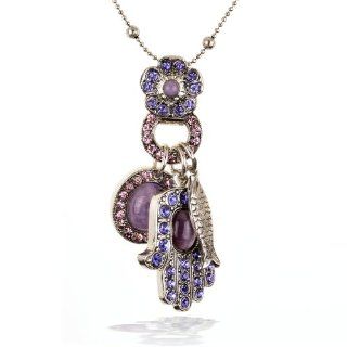 Amaro Jewelry, Necklace   Hamsa Amulet in Silver and Purple Tones   3C538RULG Irit Goffer Sasson Jewelry