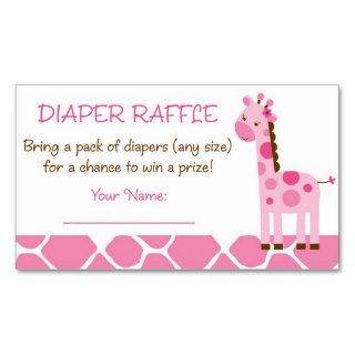 Pink Giraffe Diaper Raffle Tickets Business Card Template