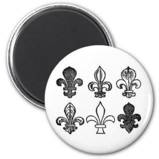 Vintage Fleur de Lis Illustration Refrigerator Magnets