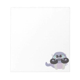 cute silly walrus cartoon with mustache notepads