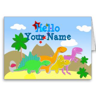 Cute Cartoon Dinosaurs Hello Card