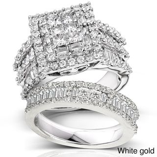 Annello 14k Gold 2 4/5ct TDW Diamond Halo Bridal Ring Set (H I, I2 I3) Annello Bridal Sets