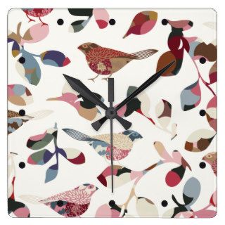 Vintage bird wallpaper clock