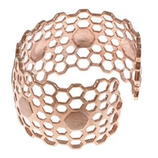 La Preciosa Women's Rose goldtone Wide Honeycomb Cuff Bangle La Preciosa Fashion Bracelets
