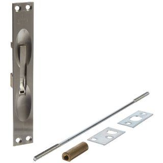 Rockwood 555.15 Brass Lever Extension Flush Bolt for Metal Door, 1" Width x 6 3/4" Height, Satin Nickel Plated Clear Coated Finish Industrial Hardware