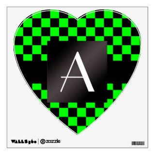Monogram neon green and black checkers room graphic
