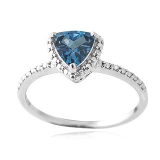 Glitzy Rocks Sterling Silver London Blue Topaz Diamond Accent Ring Glitzy Rocks Gemstone Rings
