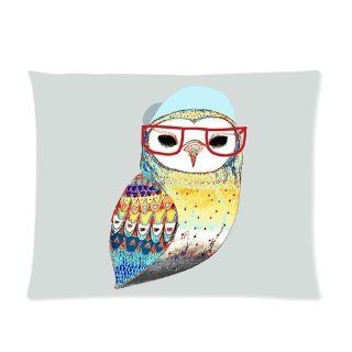 Cool Colorful Tattoo Wise Owl With Funny Glasses Custom Pillowcase Standard Size 20x26 CP 555  