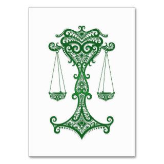 Intricate Green Libra Zodiac on White Business Cards