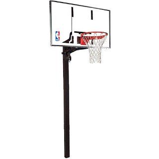 Spalding In Ground Basketball System with Glass Backboard   60"  Inground Basketball Systems  Sports & Outdoors