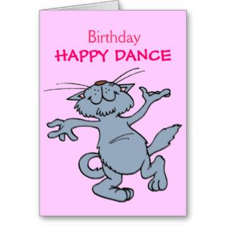 Happy Dance Happy Birthday Dancing Cartoon Cat Greeting Cards