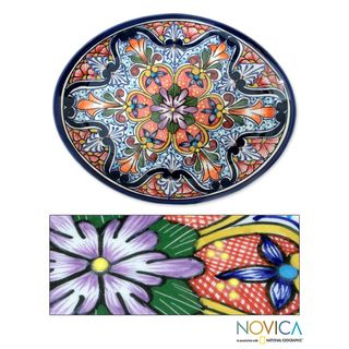 Ceramic 'A Taste of Mexico' Talavera Serving Plate (Mexico) Novica Serving Pieces