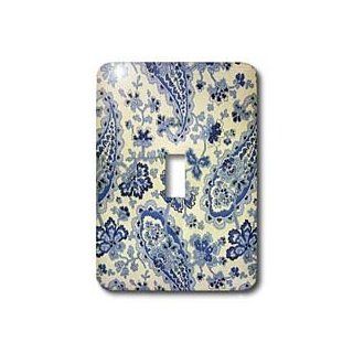3dRose lsp_39679_1 Blue And White Paisley Single Toggle Switch   Switch Plates  
