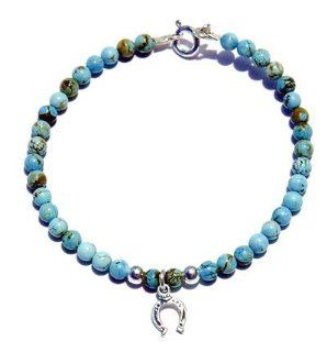 Turquoise Bead Bracelet with Horseshoe Charm Jewelry