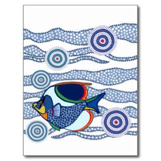 Aboriginal Dot Art Fish 01 Postcards