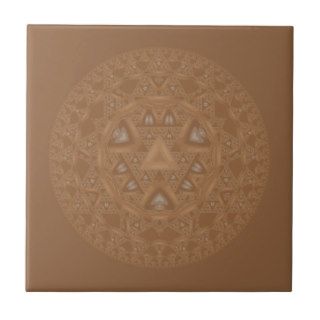 Brown Escher Disk Ceramic Tile