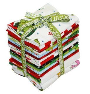 How the Grinch Stole Christmas 2 by Dr.Seuss New Fat Quarter Fabric Bundle (14 pcs, incl. two full 2/3yd panel / 4.33 yards) FQ 541 14