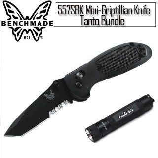 Benchmade 557SBK Knife Mini Griptilian Tanto Knife With Smiths Manual Knife Sharpener