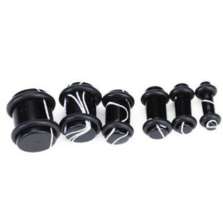 6 x Black Acrylic Cylindrical Ear Stretcher Expander Plug Jewelry
