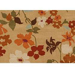 Hand tufted Aledo 131 Beige Floral Wool Blend Rug (5' x 8') JRCPL 5x8   6x9 Rugs