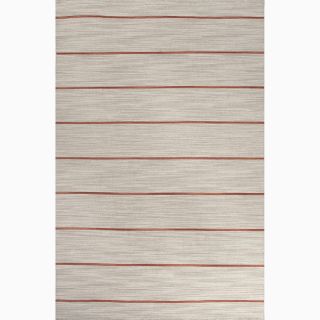 Handmade Stripe Pattern Gray/ Red Wool Rug (4 x 6) JRCPL 3x5   4x6 Rugs