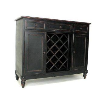 Sideboard with Wine Rack (Antiue Black) (38H x 46W x 17D)   Wine Cabinets