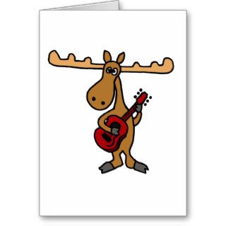 XX  Funny Moose Playing Guitar Cartoon Card