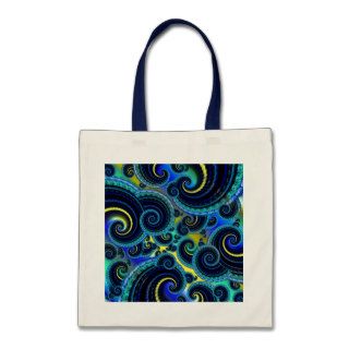 Funky Turquoise and Yellow Swirl Pattern Canvas Bag