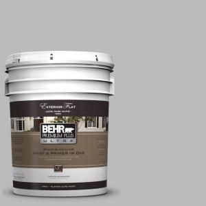 BEHR Premium Plus Ultra 5 gal. #PPU18 5 French Silver Flat Exterior Paint 485405