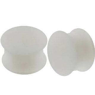 5/8"G 5/8" gauge 16mm   White Color Implant grade silicone Double Flared Flare Flesh Tunnels Ear Plugs Earlets AGAV   Ear stretched Stretching Expanders Stretchers   Pierced Body Piercing Jewelry SI03   Sold as a Pair Body Piercing Plugs Jewelr