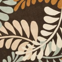 Handmade Avant garde Ferns Brown Rug (7' Round) Safavieh Round/Oval/Square
