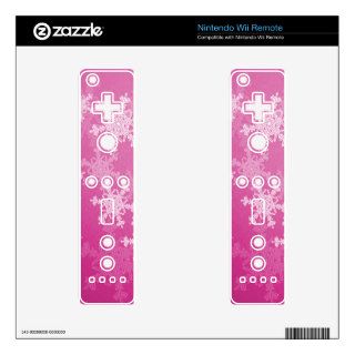 Girly pink and white Christmas snowflakes Wii Remote Skins