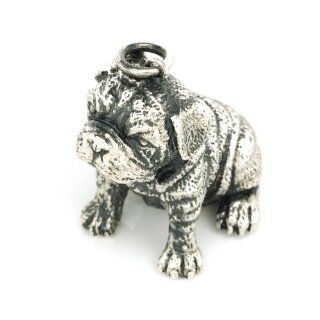 Silversmith 925 Silver Rhodium Plated English Bulldog 925 Silver Pendant /w Leather Chain (22') Pendant Necklaces Jewelry